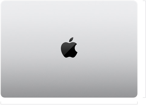 呈闭合状态的 14 英寸 MacBook Pro 的外观图，Apple 标志位于机身中央