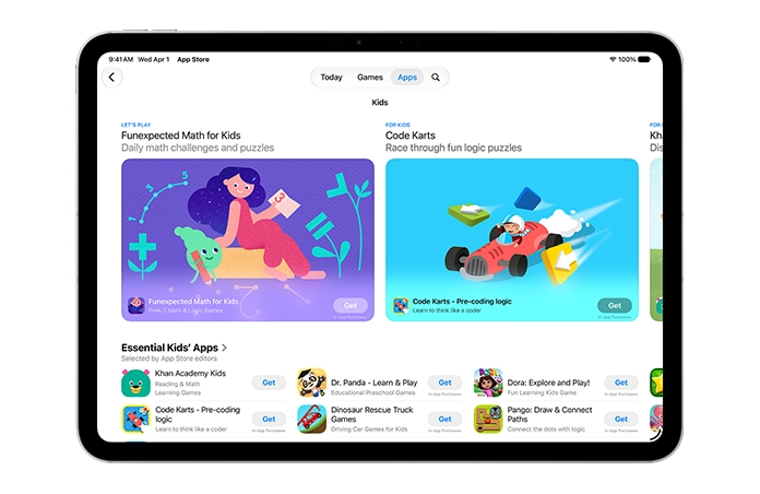 屏幕显示 App Store 中的儿童专区。