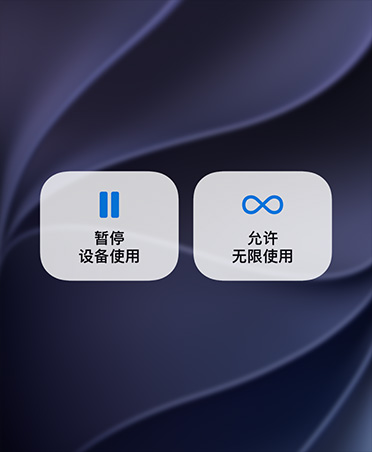 屏幕显示“暂停设备使用”和“允许无限使用”按钮。