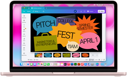 MacBook Air 屏幕显示 Canva app