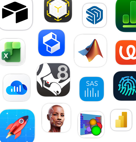 一系列 STEM app 图标，包括 Shapr3D、MATLAB、uMake 和 SAP Analytics Cloud