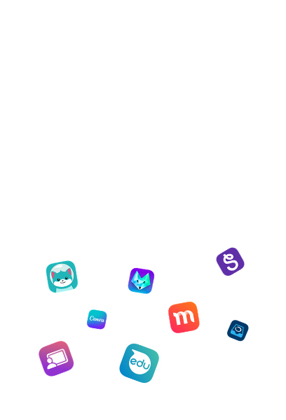 基础教育 app 合作伙伴图标一览：Jamf Teacher、Canva、Sphero Edu、Foxar、Seesaw 和 Showbie。