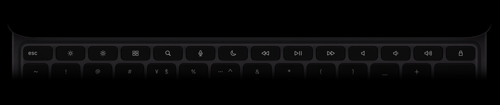 图片展示妙控键盘的一整排 14 个功能键。