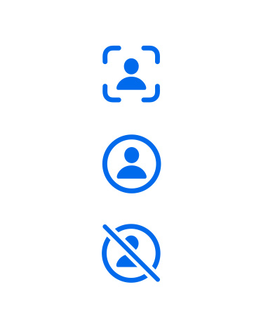 App 隐私中表示三种不同分类的标签排成一列。
