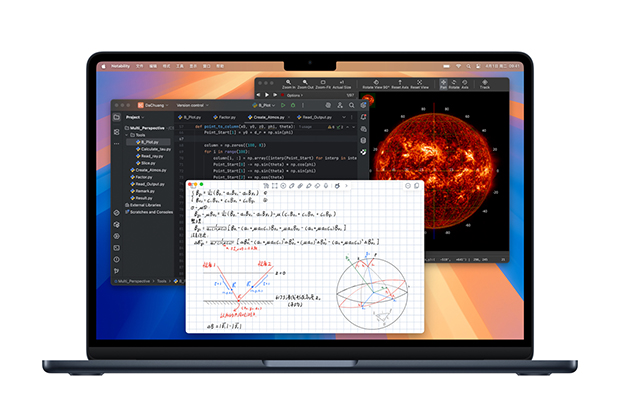 MacBook Air 屏幕上显示几个打开的软件。