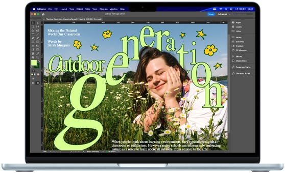 一台 MacBook Air 展示一个设计项目。