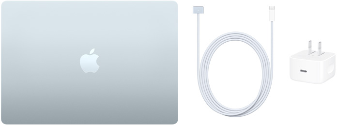 15 英寸 MacBook Air、USB-C 转 MagSafe 3 连接线和 40W USB-C 动态电源适配器。