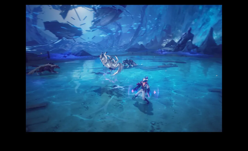 MacBook Pro 屏幕展示游戏《鸣潮》。