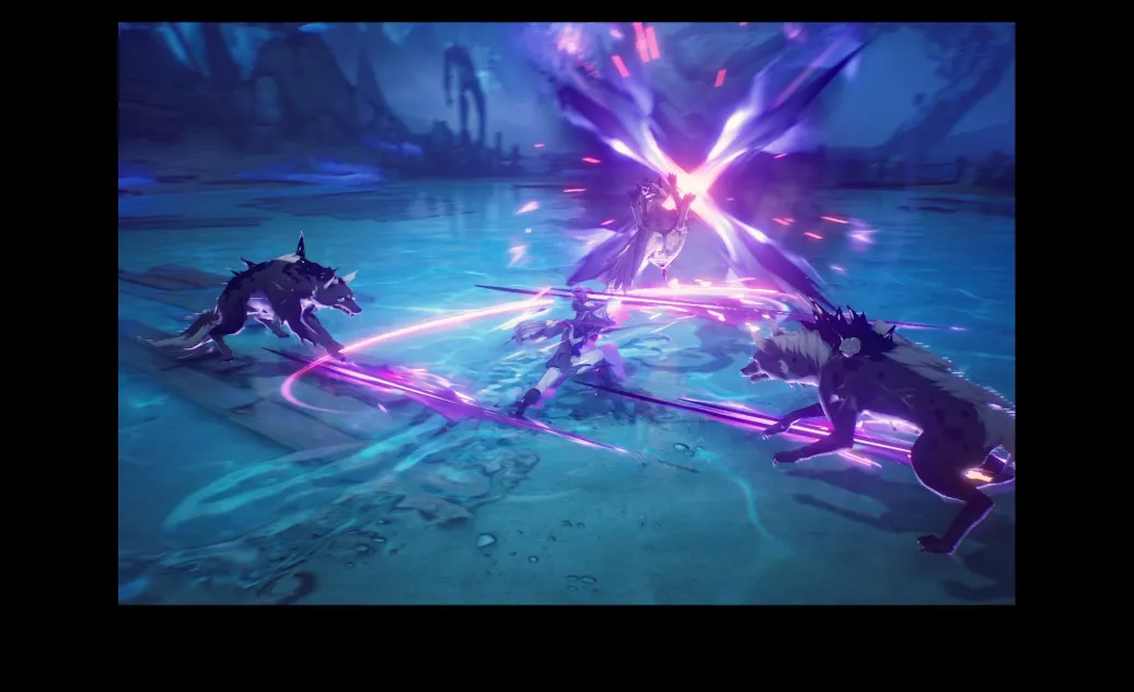 MacBook Pro 屏幕展示游戏《鸣潮》。