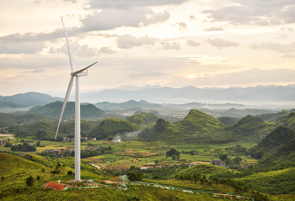 位于中国湖南道县的协合井塘风电场是 Apple 中国清洁能源基金的投资项目之一