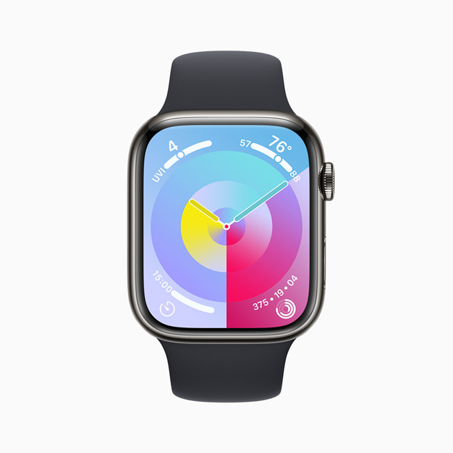 Apple Watch Series 9 展示调色盘表盘。