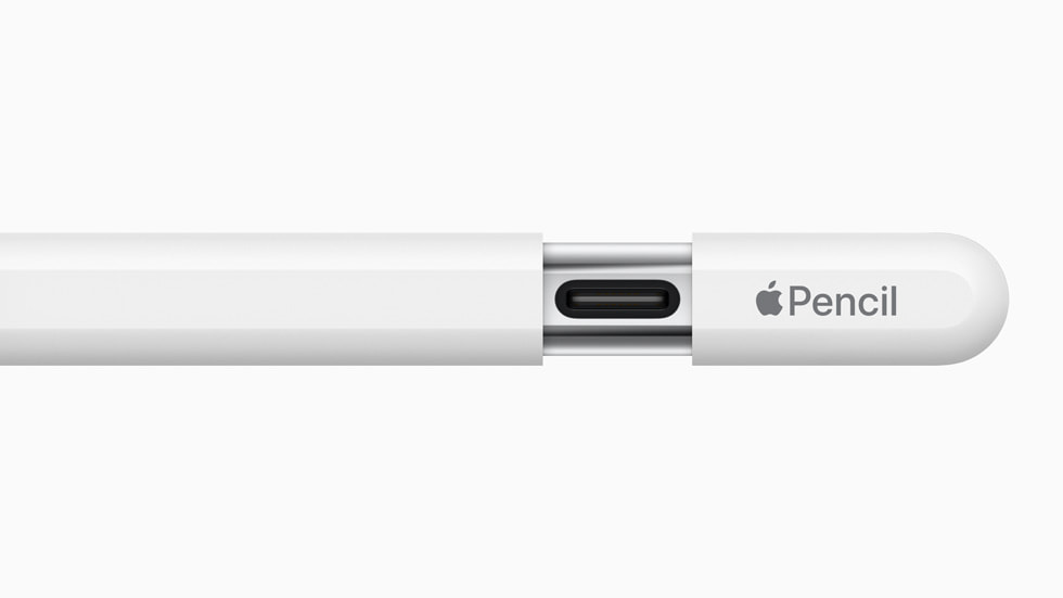 新款 Apple Pencil 的滑动式笔帽下藏有 USB-C 端口。 