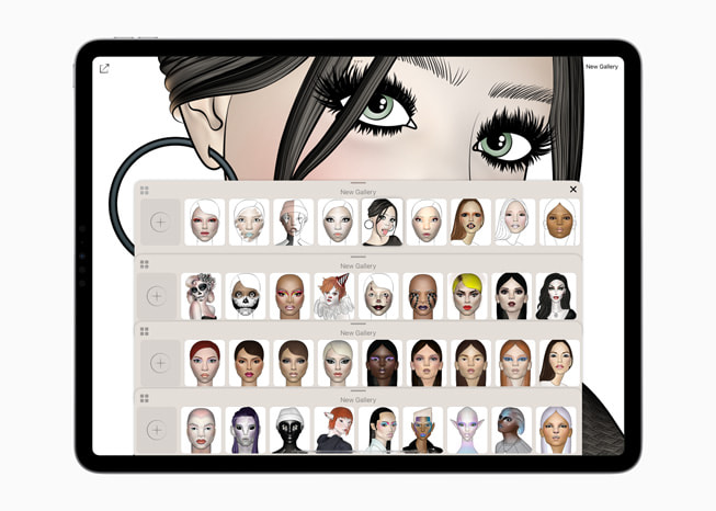 iPad Pro 上显示《Prêt-à-Makeup》app。 
