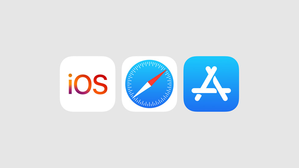 iOS、Safari 浏览器和 App Store 的图标。