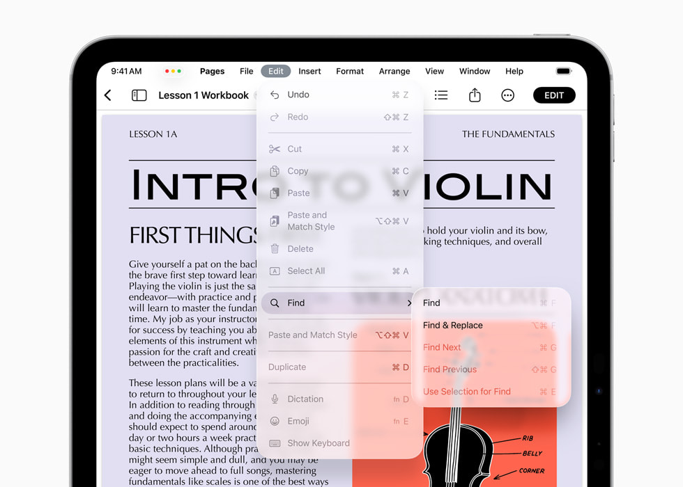 iPad Pro 显示着 iPadOS 26 新的菜单栏。