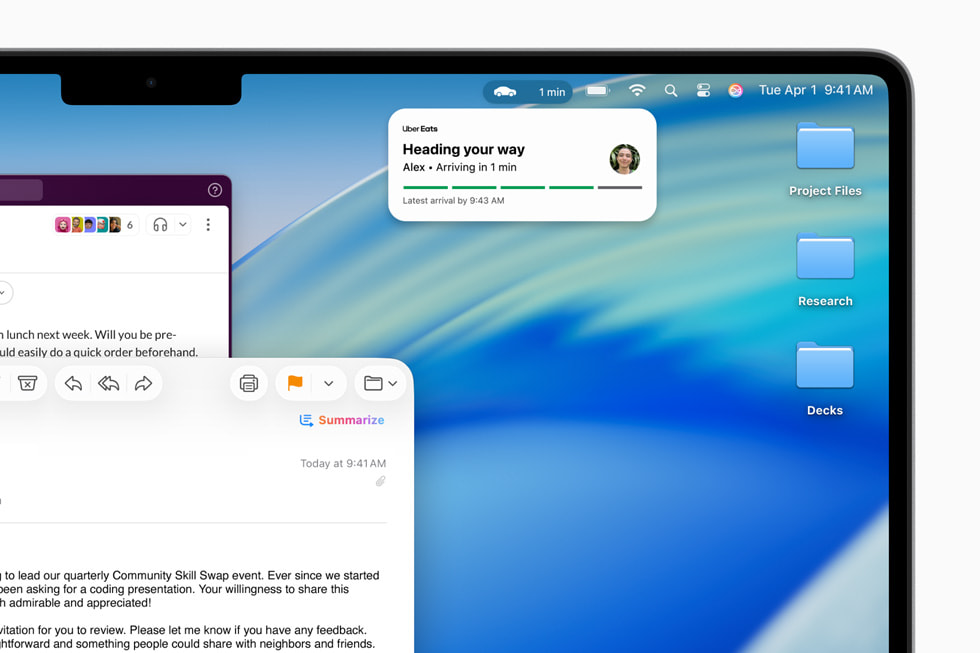 用户可在全新 Mac 版电话 app 中便捷访问同步自 iPhone 的熟悉内容，如“最近通话”“通讯录”和“语音留言”。