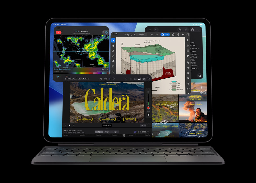 搭载 M5 芯片的新款 iPad Pro 特写。