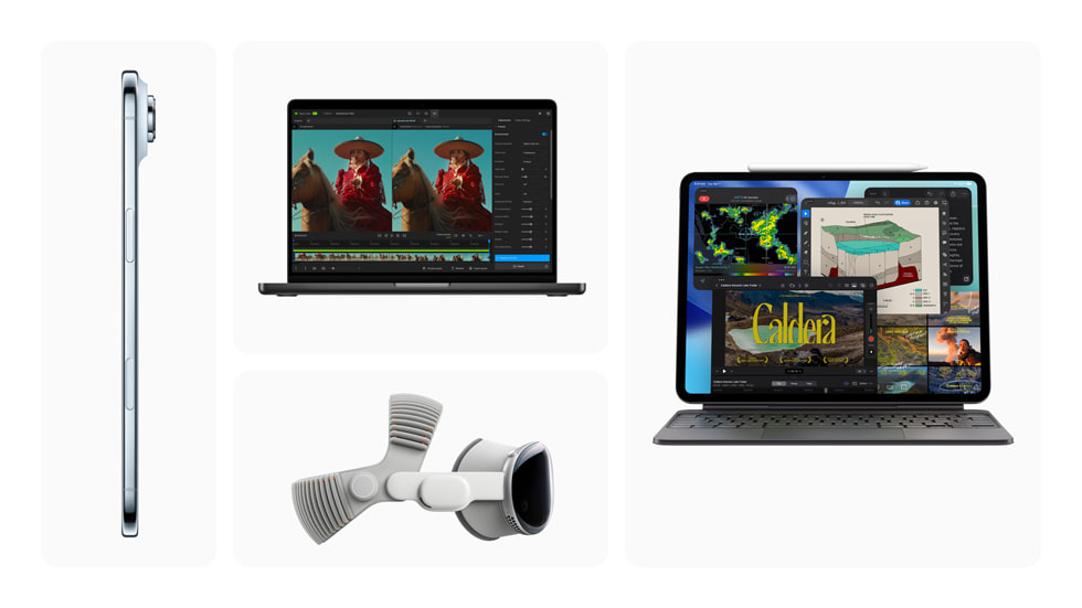 iPhone Air、MacBook Pro、配备双圈编织头带的新款 Apple Vision Pro 和 11 英寸及 13 英寸 iPad Pro。