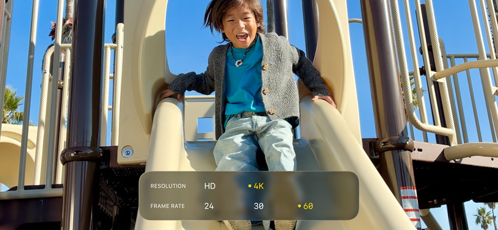 iPhone 17e 上展示着使用 4K 杜比视界格式拍摄的一条视频的定格画面。