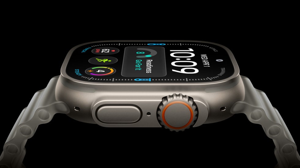 Apple Watch Ultra 4 的侧面特写。