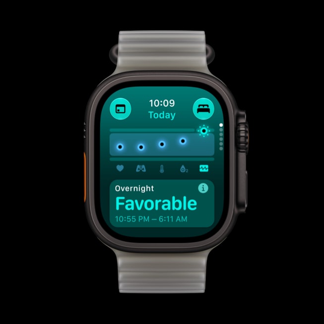 Apple Watch Ultra 4 上显示夜间生命体征数据。