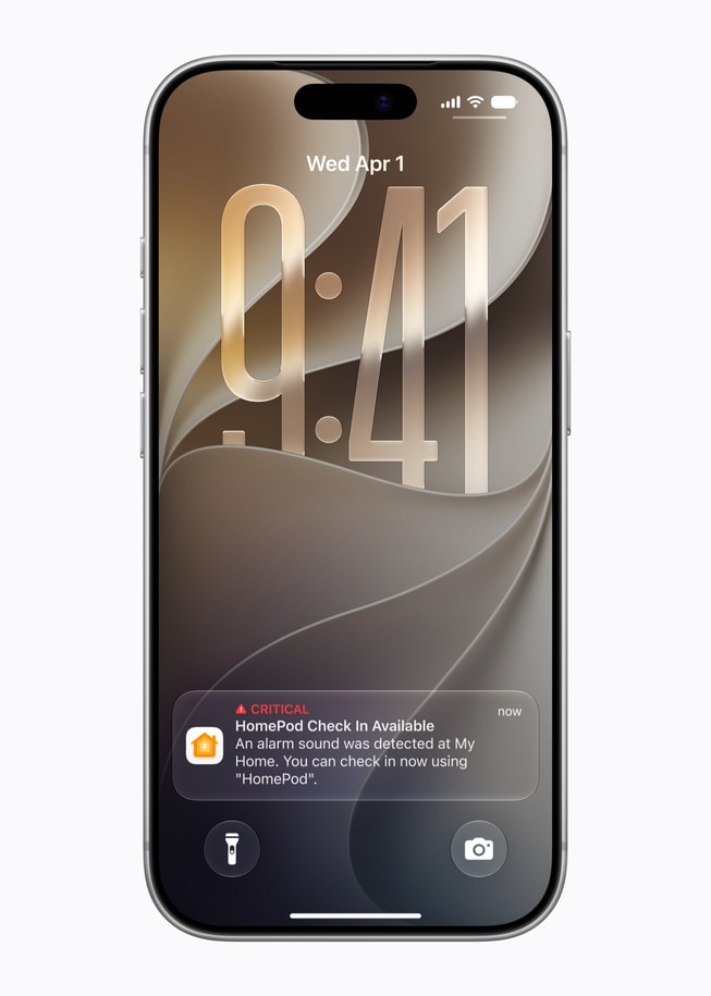 iPhone 18 Pro 上显示声音识别通知。