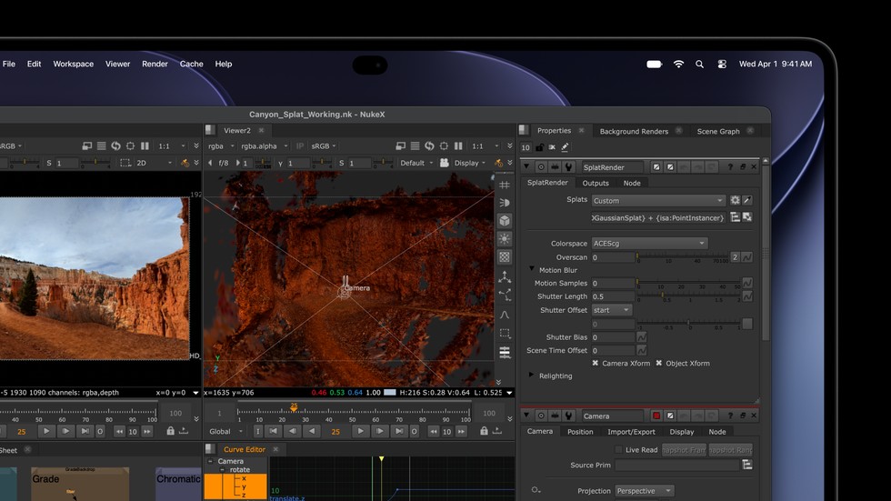 一台配备 PROLED XDR 显示屏的 MacBook Pro 上显示着 Foundry’s Nuke。