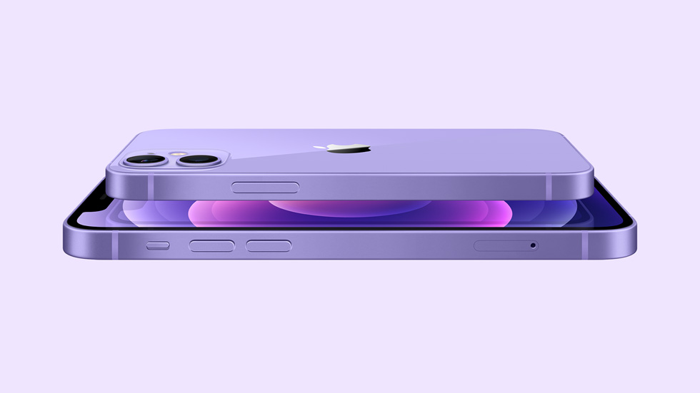 新登场的紫色 iPhone 12 和 iPhone 12 mini。