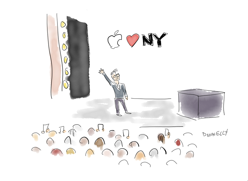 Liza Donnelly 绘制的布鲁克林音乐学院主题演讲的 iPad Pro 插图。
