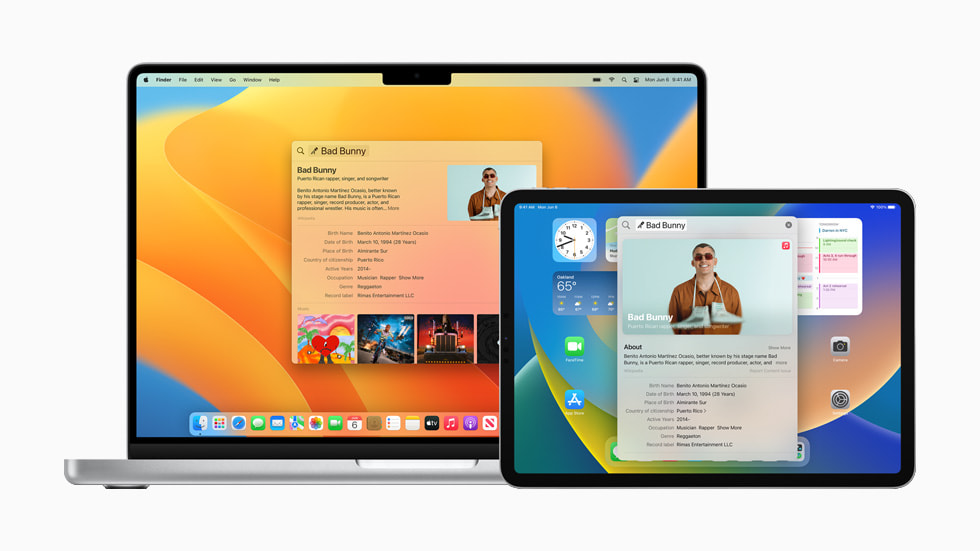 聚焦搜索在 iPad 和 MacBook Pro 上搜索结果。