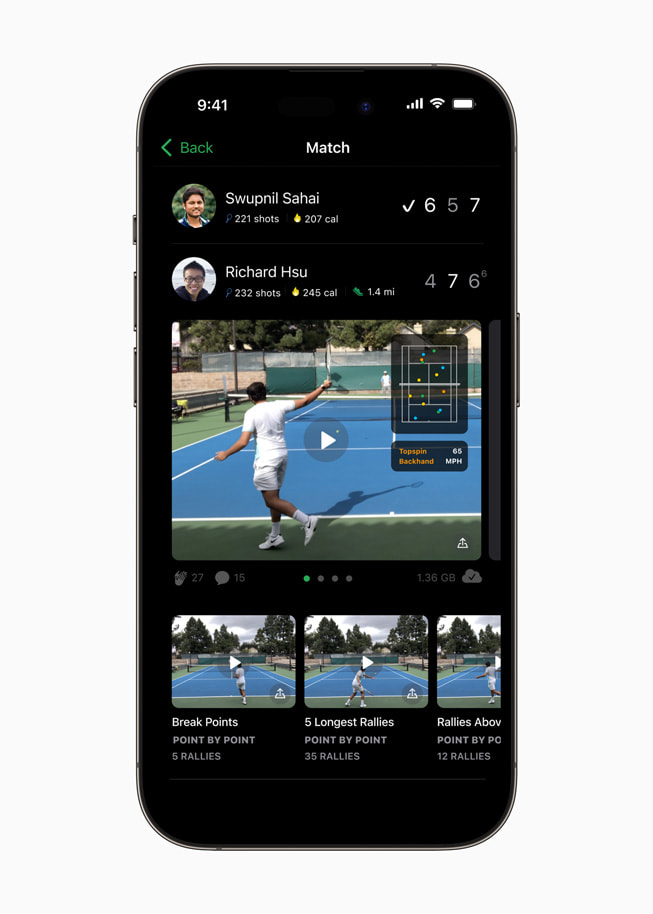 iPhone 14 Pro 展示 SwingVision: A.I. Tennis App.
