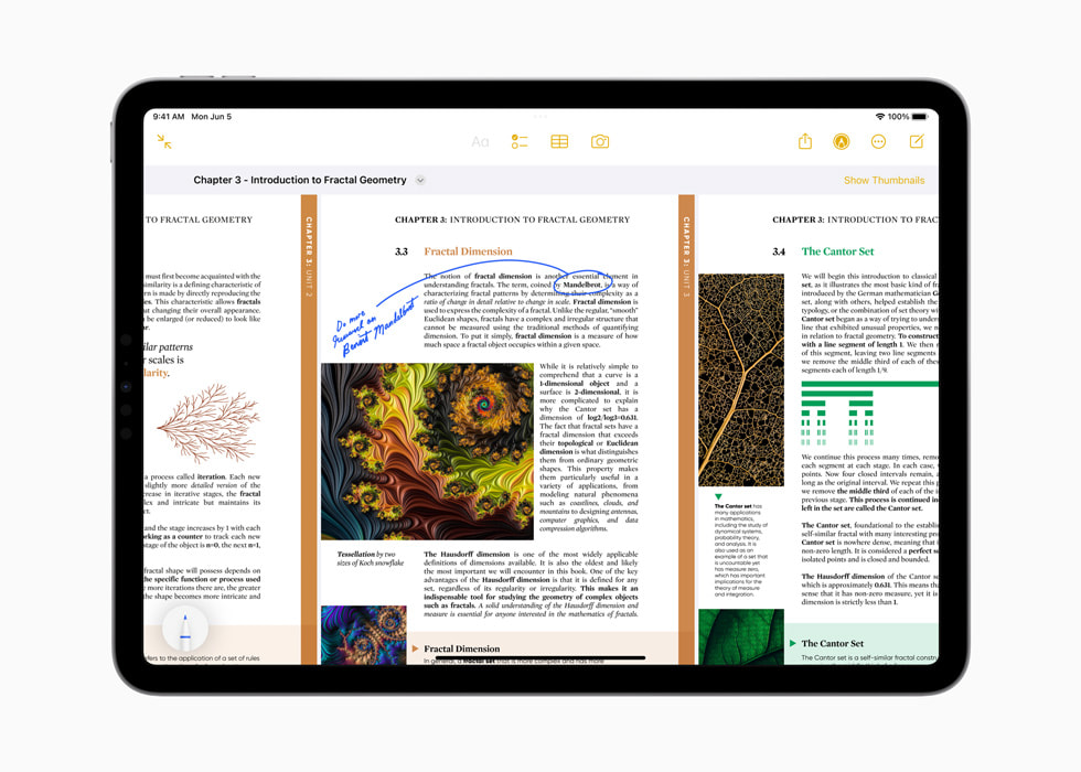 iPad Pro 在 PDF 上显示手写笔记。