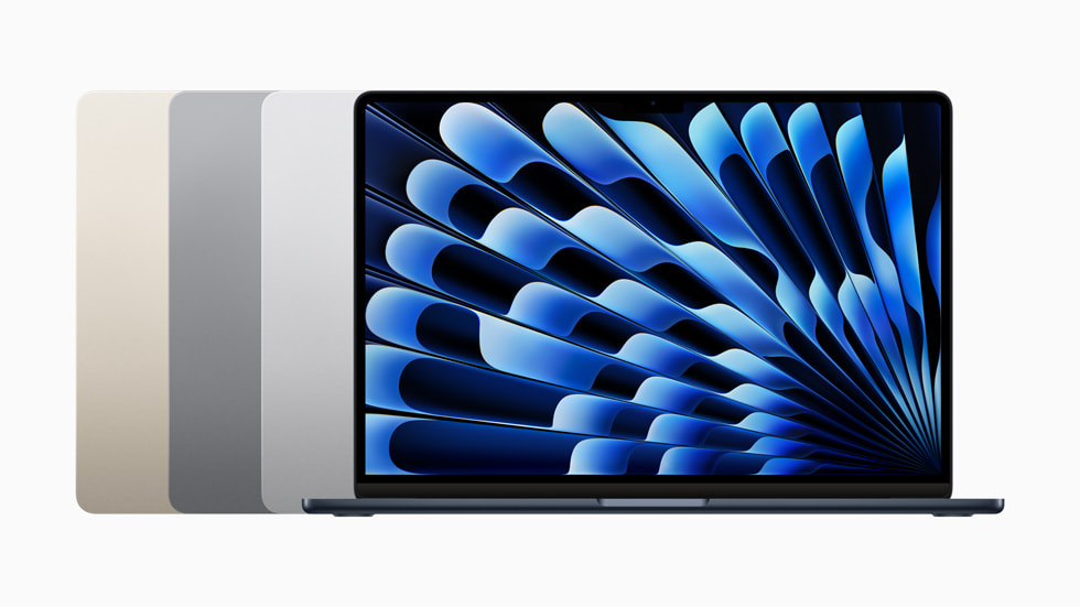 15 英寸 MacBook Air 的外观包括星空色、深空灰、银色和午夜色。
