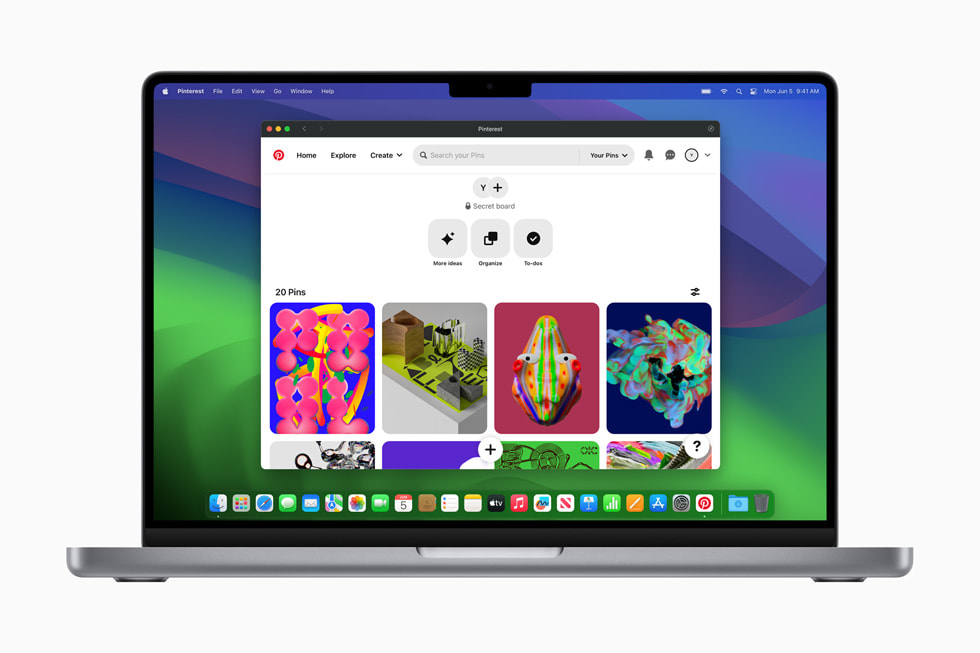 在 MacBook Pro 上展示 Safari 浏览器中的全新网页 app 体验。 
