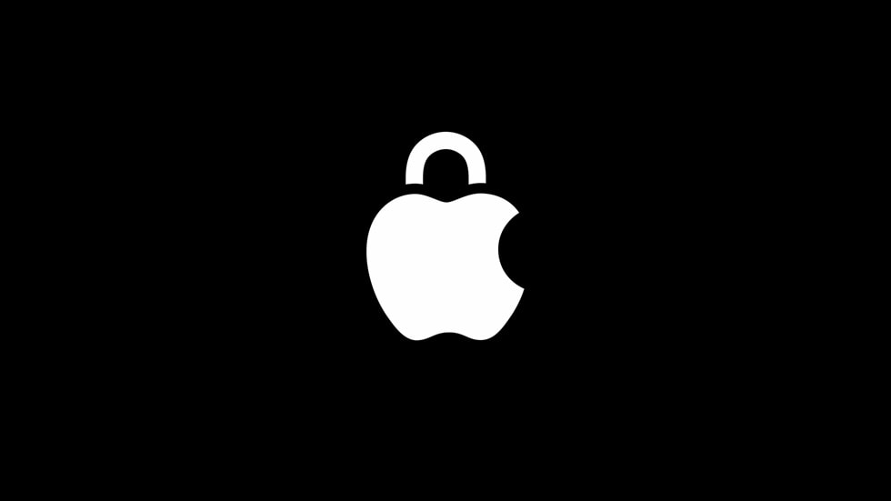 黑色背景上的 Apple 隐私标志。