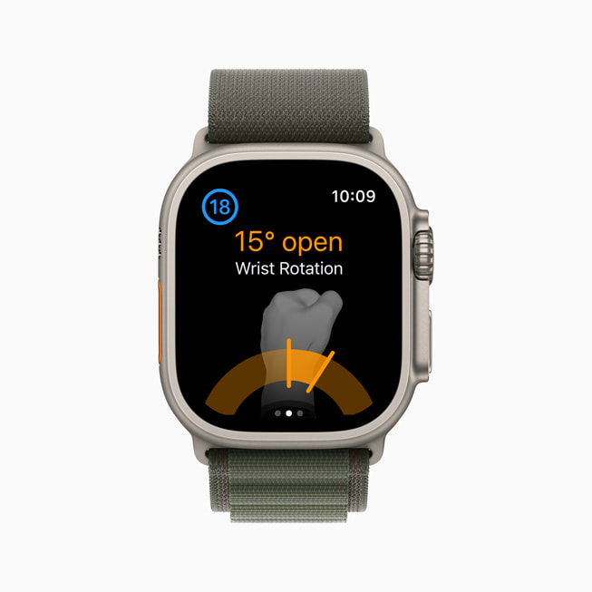Apple Watch Ultra 在  Golfshot app 中展示手腕旋转情况。