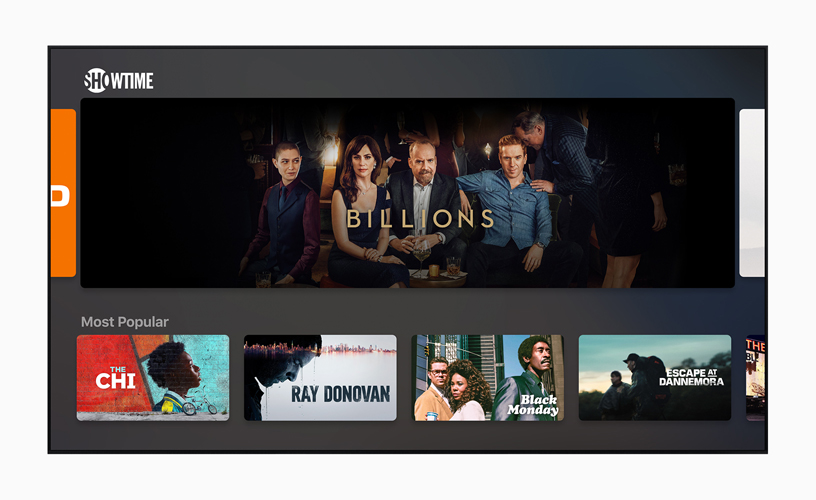 Apple TV app 中的 Showtime 页面。