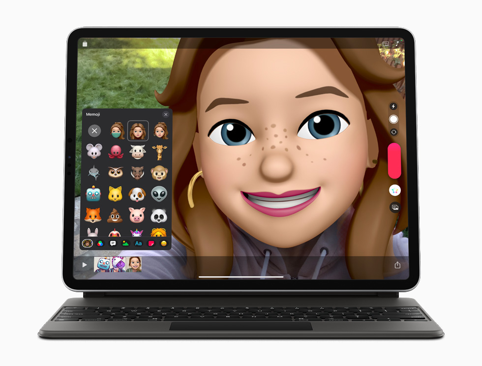 搭配妙控键盘的 iPad Pro 上显示使用可立拍创作的内容。