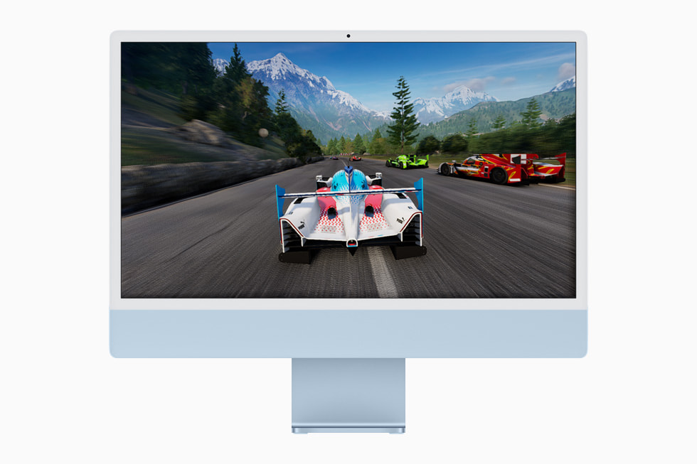 Mac 上展示一款赛车游戏。