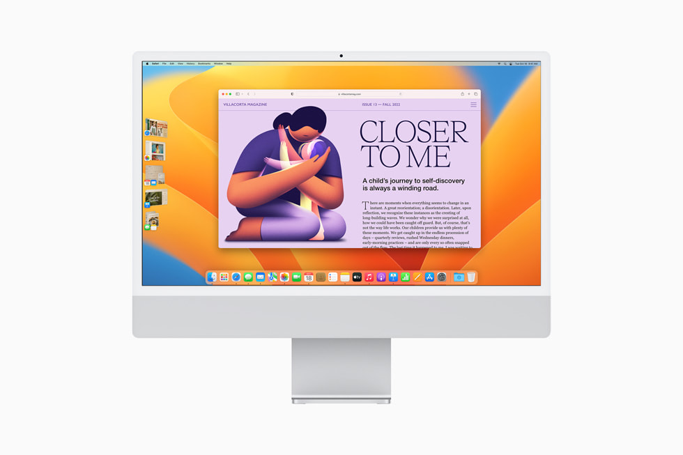 iMac 正在展示台前调度功能。 