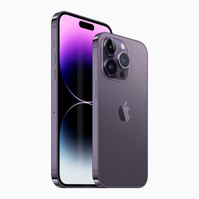 iPhone 14 Pro 与 iPhone 14 Pro Max 展示全新暗紫色外观。