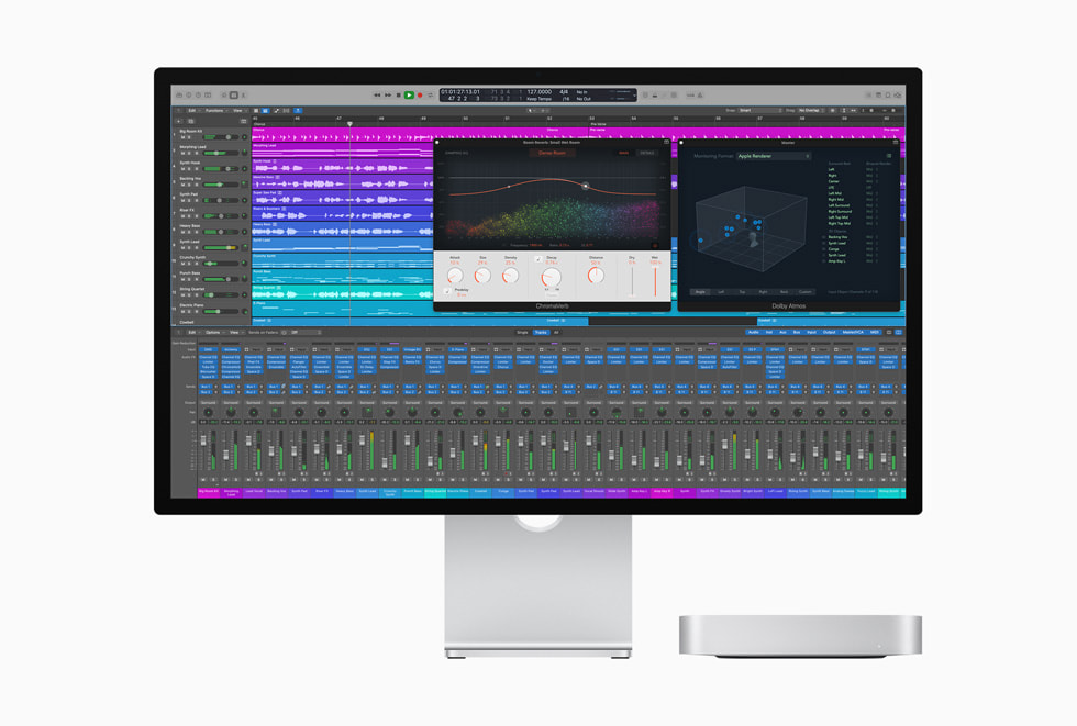 搭载 M2 的 Mac mini 正在处理音乐制作工作流。