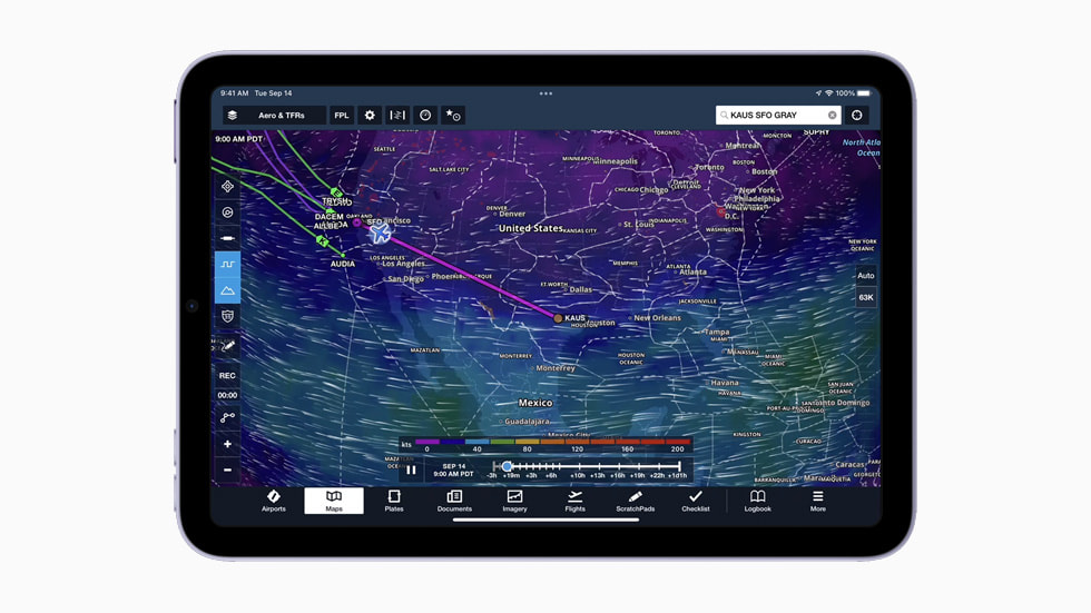 使用新款 iPad mini 查看航线图。