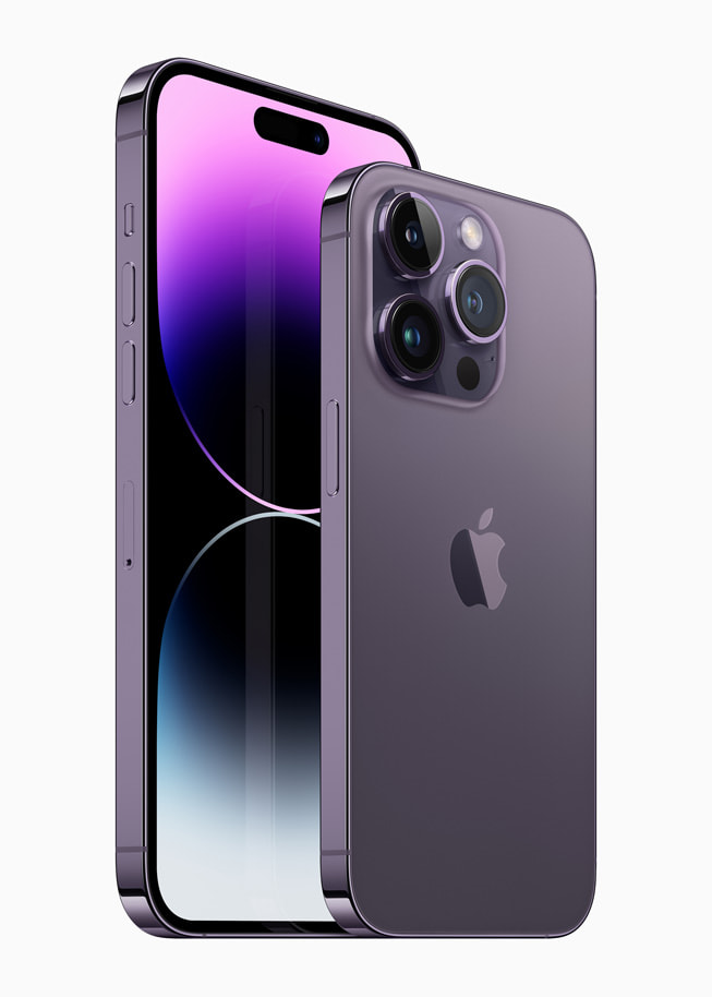 iPhone 14 Pro 和 iPhone 14 Pro Max，暗紫色。