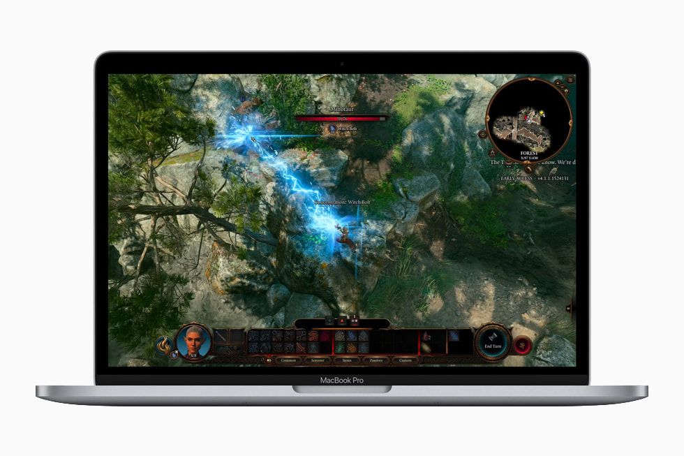 在新版深空灰色 MacBook Pro 上运行《Baldur’s Gate 3》。