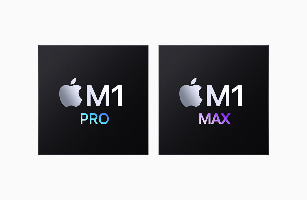 Apple 新一代 Mac 专用芯片 M1 Pro 和 M1 Max 渲染图。