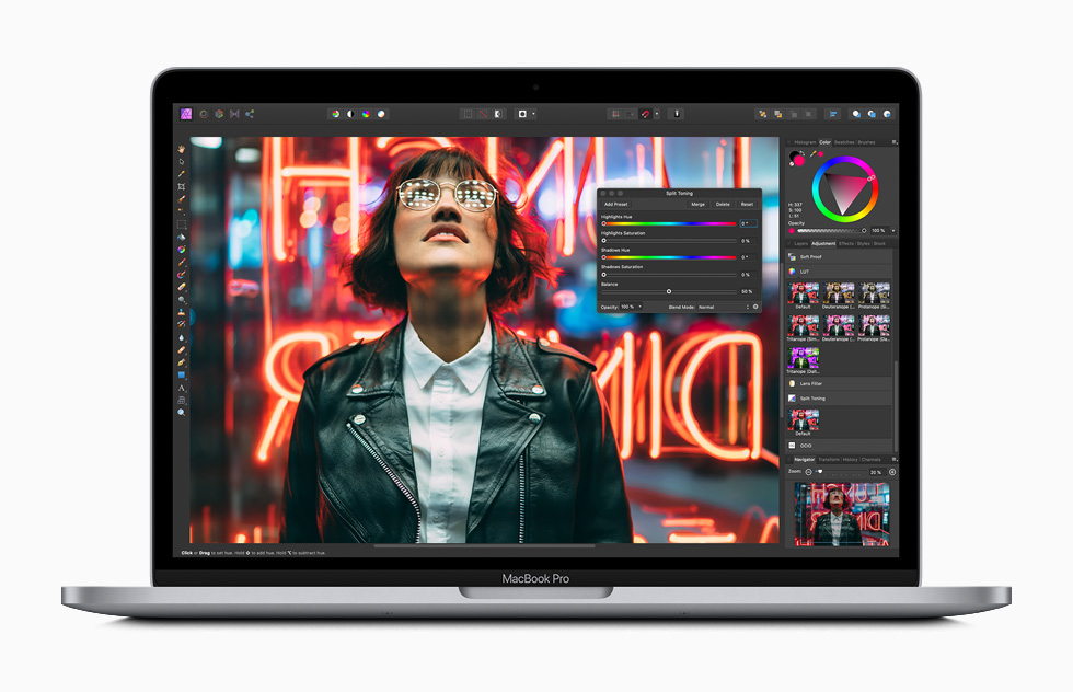 MacBook Pro 上的 Photoshop 编辑界面。