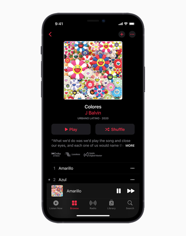 Apple Music 在 iPhone 12 上的显示界面。