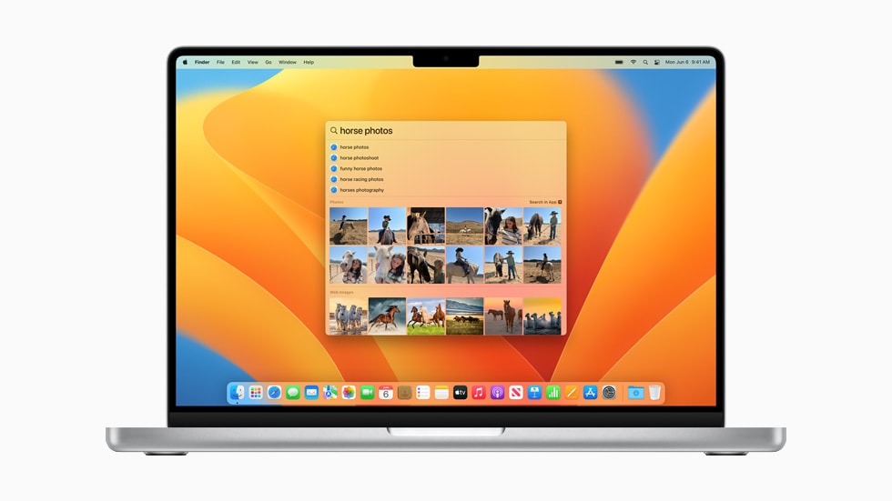 MacBook Pro 上聚焦搜索中的全新照片搜索体验。