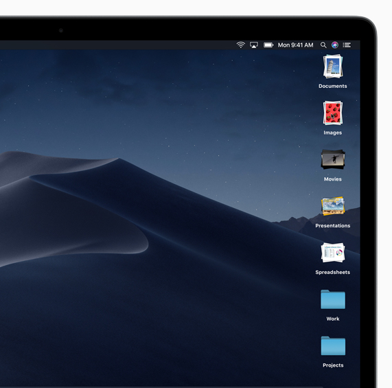 在 Apple 桌面上显示图标布局的 MacBook